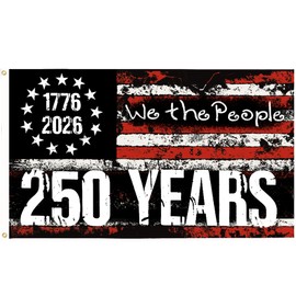3 Ply USA Anniversary 250th Flag, 3x5 Ft Double Sided 250 Anniversary USA Flag with Brass Grommets, for Outdoor, Front Door, Porch, Wall (Style D)