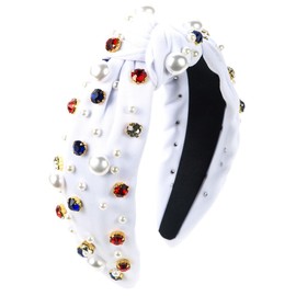 scicent Hair Bands for Women Wide Knotted Headband Solid Color Plain Hairband Rhinestone Crystal Twist Turban Yoga Head Bands Fashion Hair Accessories for Girls - 25203