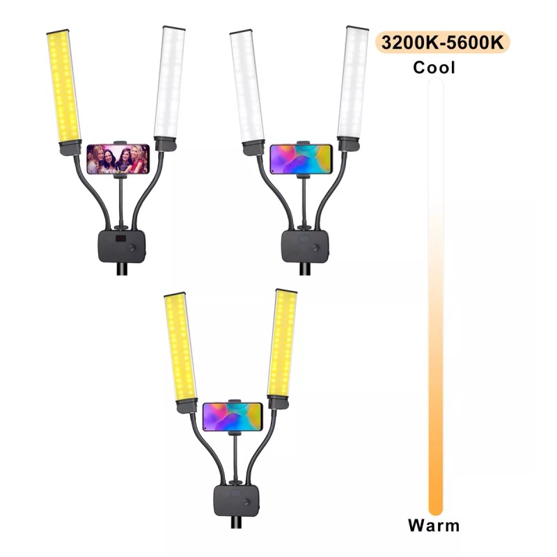 generic Lámpara Led De Doble Brazo Con Trípode De 2m