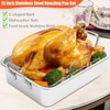 QuliMetal Triple Ply Stainless Cookware 16-inch Roasting Pan Skillet, Rectangular
