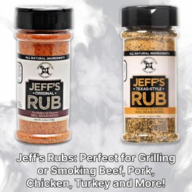 Jeff's Original Rub + Texas Style Rub BBQ Seasoning (2-Pack), Grill or Smoker - Pork, Chicken, Ribs, Brisket, Steak, Seafood, Vegetables - Bundle With Galley Grove Sugar-Free Breath Mints