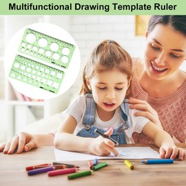 Drawing Stencil, Drawing Stencils, Drawing Ruler, Plastic Measuring Ruler, Stencils Geometric Shapes for School, Office, Architecture, Building, Green, Pack of 2
