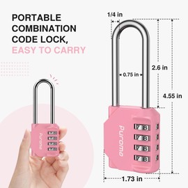 Puroma 1 Pack 2.6 Inch Long Shackle Combination Lock 4 Digit Outdoor Waterproof Padlock for School Gym Locker, Sports Locker, Fence, Gate, Toolbox, Case, Hasp Storage (Rose Pink)