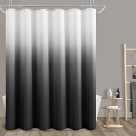 Black Men Shower Curtain 72x84 inch for Bathroom, Extra Long Shower Curtain Black and Gray, Chic Geometric Ombre Cloth Bath Curtains, Machine Washable for Men Modern Bathtub