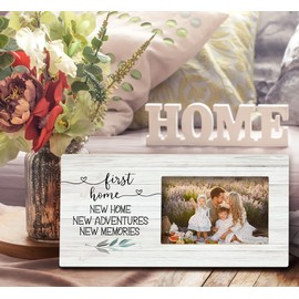 SRADMO First Home New Home Picture Frame,Housewarming 12×6 inch Wooden Tabletop Photo Frame For New Home,Housewarming Party Decor,Unique First Time House Owner Gifts for Men and Women