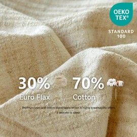 Simple&Opulence French Linen Striped Jacquard Duvet Cover Set 68" x 86"- 2 Pieces (1 Comforter Cover,1 Pillowcase)- Natural Flax Cotton Blend Bedding-Linen, Twin