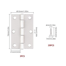 MABAHON 6 Pcs Door Hinges, Interior Door Hinges 3 Inch, Square Corner Door Hinge Exterior Heavy Duty Hinges Hardware (Silver)