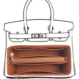 Purse Organizer Insert For Birkin 35 Bag, Felt Insert Organizer With Zipper, Large Capacity,Women's Handbags Shaper (35,Orange) - Color: Orange, Size: BK-35