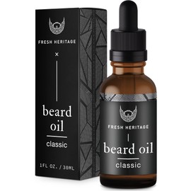 Fresh Heritage Premium Beard Growth Oil, All Natural, 1 OZ, for Softer, Fuller Beard, Men, Cruelty-Free, Classic Scents
