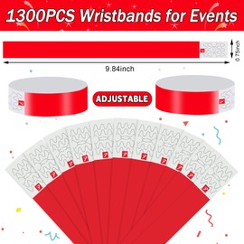 IDwrists Wristbands for Events - 600pcs Waterproof Neon Wrist Bands for Events Concert, Festival Admission, Party (Red)