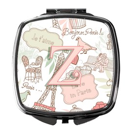 Caroline's Treasures Letter Z Love in Paris Pink Compact Travel Mirrors, Multicolor