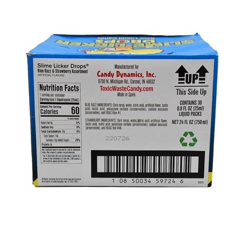 Slime Lickers Drops Sour Liquid Candy – 30 Pack (16