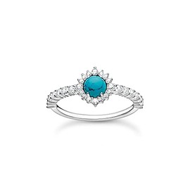 THOMAS SABO TR2344-405-17 Women's Ring Turquoise Stone with White Stones 925 Sterling Silver, Sterling Silver, Cubic Zirconia