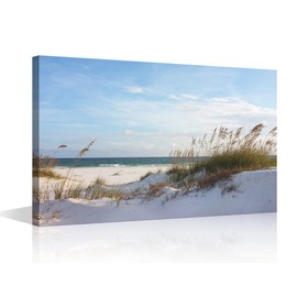 Beach Seascape Canvas Wall Art Coastal Picture Artwork with Weeds Ocean Nature Landscape for Bedroom Wall Decorations For Living Room Hang Pictures Wall Artwork（8x12in