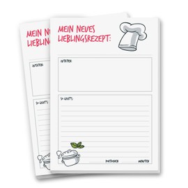 younikat Recipe Pad Set of 2 I 50 Recipe Sheets DIN A4 (210 x 297 mm) I My Favourite Recipes for Writing Yourself I Write Down I for Recipe Collection I dv614