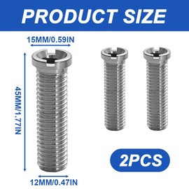 HAMKU 2 Stück Hohlschraube Spüle,Hohlschraube für Siebkorbventile,M12 × 45MM Edelstahl Hohlschraube Spüle,Geeignet für Küchenspülen Siebkorbspülen Spülbecken Zubehör Silbrig
