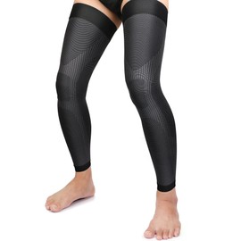 KEKING Full Leg Compression Sleeves, Unisex, Thigh High Compression Stocking 20-30mmHg Graduated Support for Thigh Calf Knee, Running, Basketball, Reduce Varicose Veins and Swelling, 1 Pair, Black S
