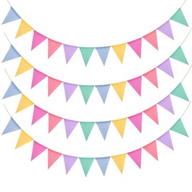 WD&CD Pennant Banner Flags 4 Strings, 48 Flags Multicolor Pennant Flags Triangle Bunting Flag Banners for Party, Birthdays, Festivals, Christmas Strap Hanging Decorations Ideal for Indoor or Outdoor