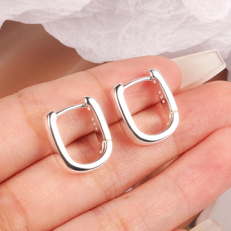Silver Earrings Small Hoop for Women, Small Chunky Gold Hoop