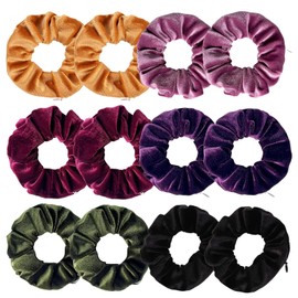 Pack of 12 Scrunchies for Women, Velvet Scrunchies, Premium Elastic Thick Bands, Soft Ropes, Ponytail Holder, Women for Girls, Hair Accessories