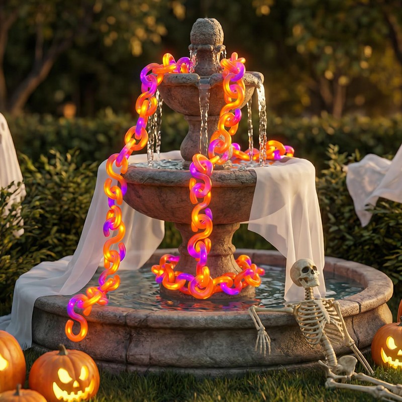 amadecohome Halloween Decorations Plastic Chain Lights, 10ft Outdoor Waterproof Orange