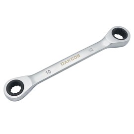 DAKCOS 2 in 1 Ratchet Wrench 10 x 13 mm Double Ratchet Ring Spanner Made of CR-V with Matt Chrome Surface