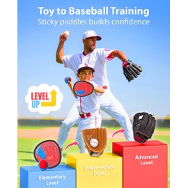 JoyCat Toss and Catch Ball Game Set,Kids Toddler Baseball Glove,Beach Yard Outdoor Games,Sports&Outdoor Play Kids Toys for Family,Birthday for Ages 3 4 5 6 7 8-12 Year Old Boys Girl