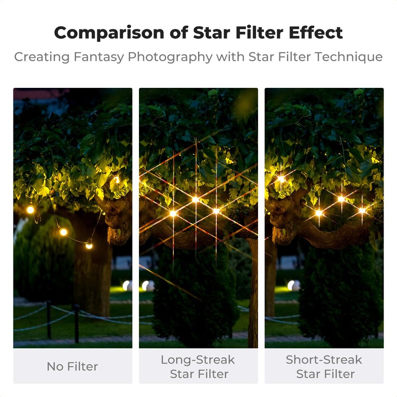 K&F CONCEPT 82mm Star Filter 6 Points Cross Short Ray