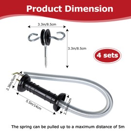 4 Set Electric Fence Spring Gate Handles Kit with Spring, 16.5 Feet Tension Spring, Handle Set with Anchors, Electric Fence Connectors