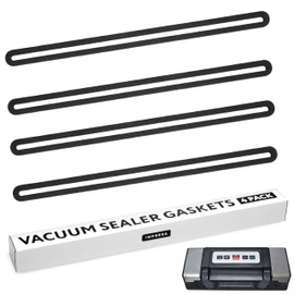 IMPRESA 4-Pack Foam Vacuum Sealer Gaskets - Compatible with Nesco VS-12-13-5/8 x 1/4 x 3/8 in Black Silicone - Upper & Lower Replacement Gaskets & Vacuum Seal Gasket Set - Extend Food Freshness