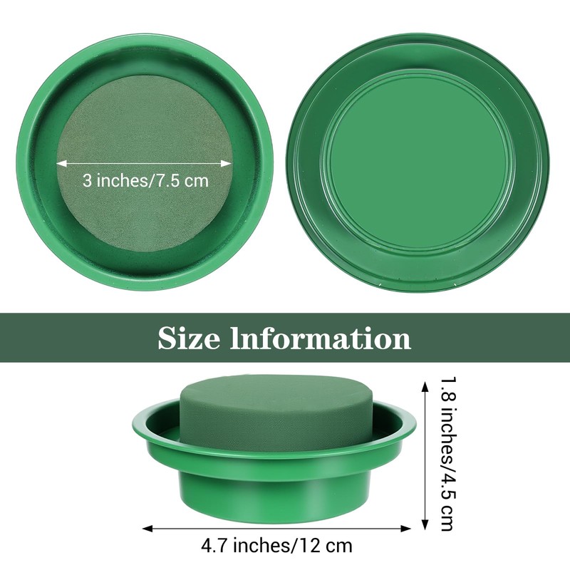 16 Pack Round Floral Foam with Bowls, Green Wet Flower