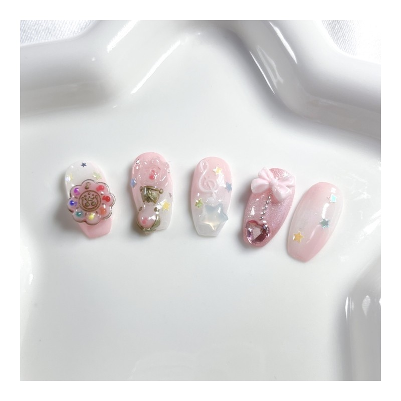 [Premium handmade embossed nails] Magical Girl 5 - Almond Egg