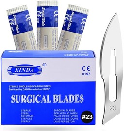 MuskalMed Disposable Scalpel Blades #23 Pack of 100, Size 23 Blades, High Carbon Steel Dermaplane Blades. Individually Wrapped Scapel Blade, Sterile