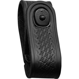 JAY-PEE Tactical Basketweave Leather Handcuff Strap Holder with Black Safety Snap Closure Single Snap Slide-On fits 2.25 in Duty Belts