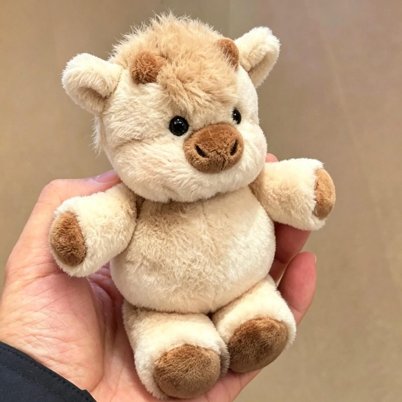 Running Highland Cow Plush Keychain, 5.9 Inch Mini Bag Charm,