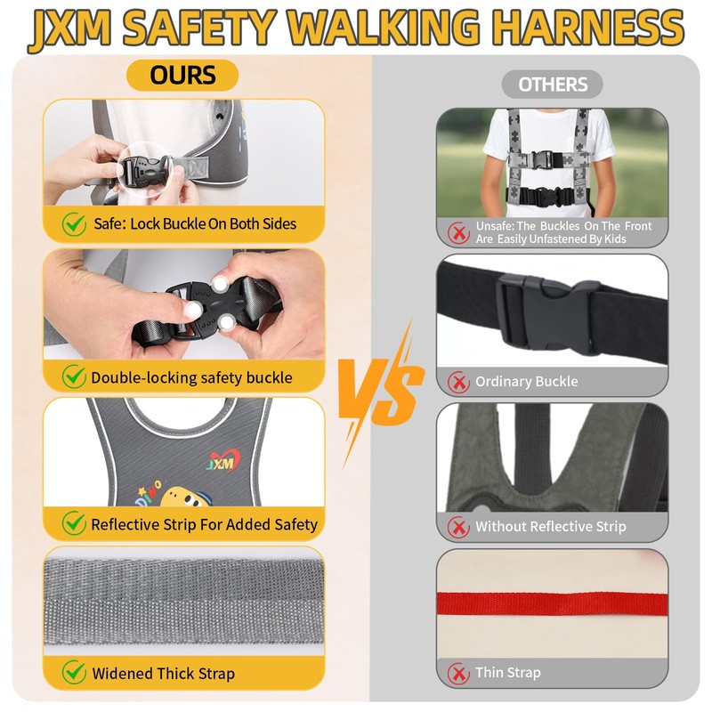 Safety Walking Harness for Kids 3-6, Anti-Elopement Vest Harness for