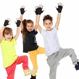 Alomejor Guantes de Poliéster con Medio Dedo, Guantes Transpirables para Niños con Correa Ajustable para Ciclismo, Montañismo, Senderismo