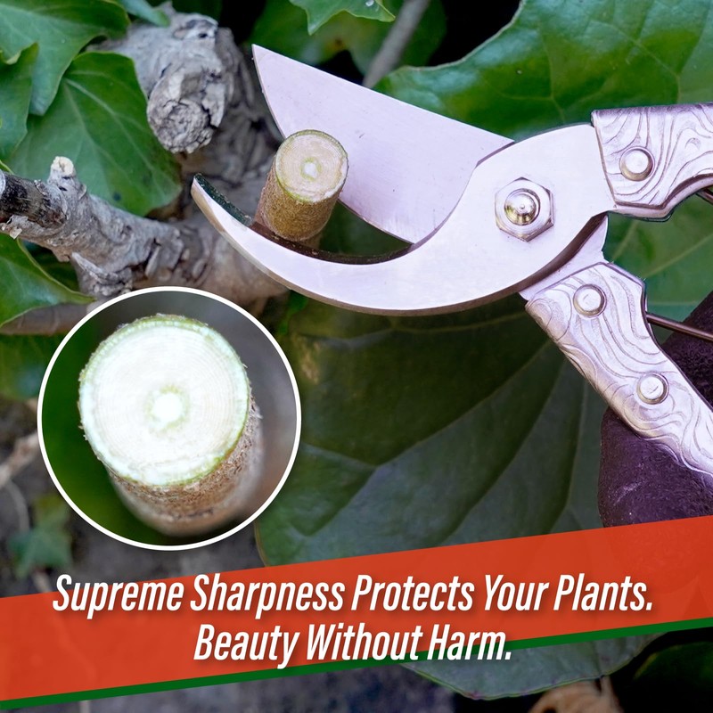 SUIZAN Bypass Pruning Shears 8” Forged Aluminum Handle - Professional