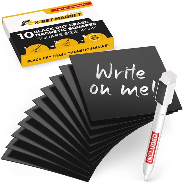 Black Dry Erase Magnetic Labels - Reusable Sticky Notes -