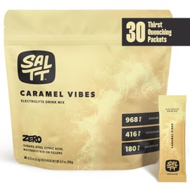SALTT Electrolytes Powder Flavored Drink Mix - Caramel Vibes - 30 Hydration Packets - Magnesium, Potassium, Sodium, Trace Minerals - Zero Sugar & Gluten Free - Travel Essentials - By Keto Chow