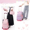 3Pcs Girls Rolling Backpack Kids Bookbag with Wheels Set Elementary