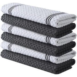 Infinitee Xclusives 100% Cotton Kitchen Towels 15x25 Inch Ultra Soft Tea Towels Super Absorbent Terry Dish Towels for Kitchen Linens Grey - Cleaning