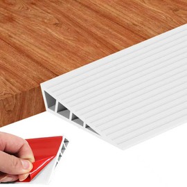 Threshold Ramps for Doorways, Floor Transition Strip Self-Adhesive with Anti-Slip Stripes, Waterproof Vinyl Gap Cover for Wood Tile Flooring