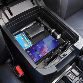 Fgtagtal Center Console Storage Box Fit for Toyot@ Land Cruiser Prado FJ150 150 2010-2019, Console Side Tray Organizer Storage, with Mat (2010-2019 Fit for without Refrigerator)