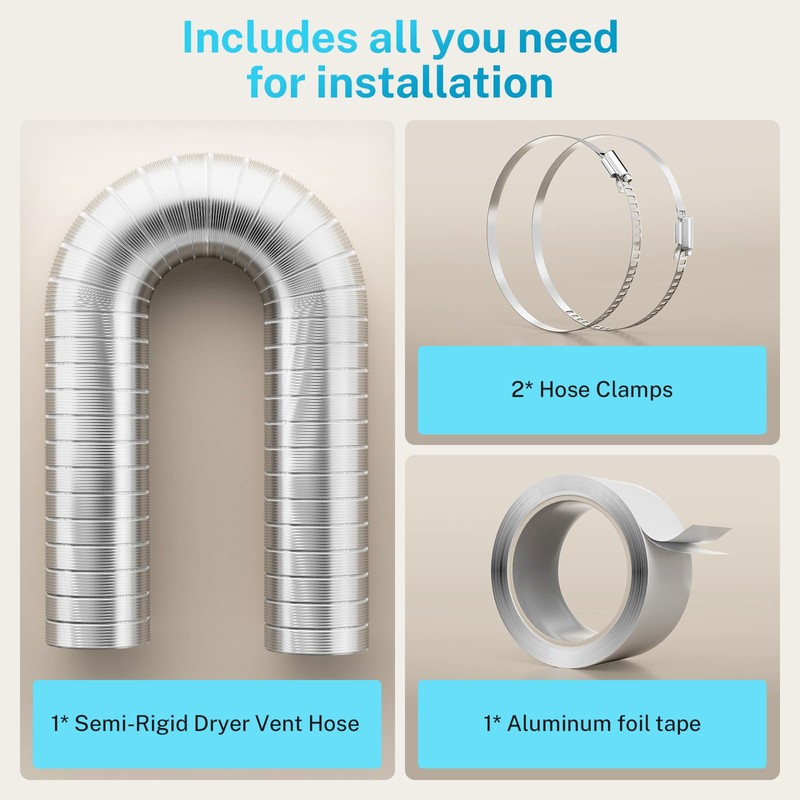 HOOMESUN 4 Inch 5FT Semi Rigid Dryer Duct, Vent Hose