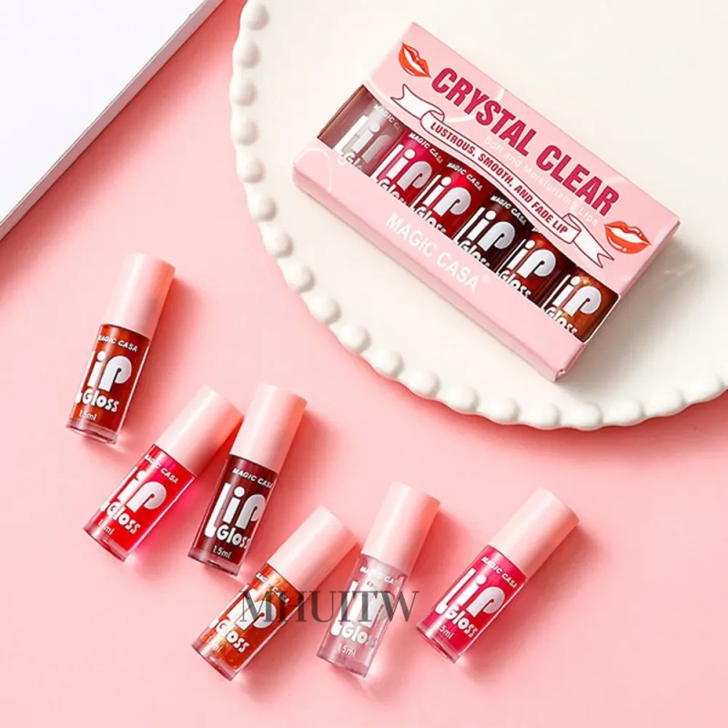 Kit 6pzs Aceites Labios Cristal Gloss Hidratantes Durables
