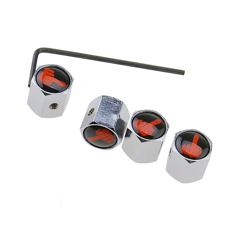 ENET 4Pcs Middle Finger Lockable Dust Caps Air Wheel Tyre