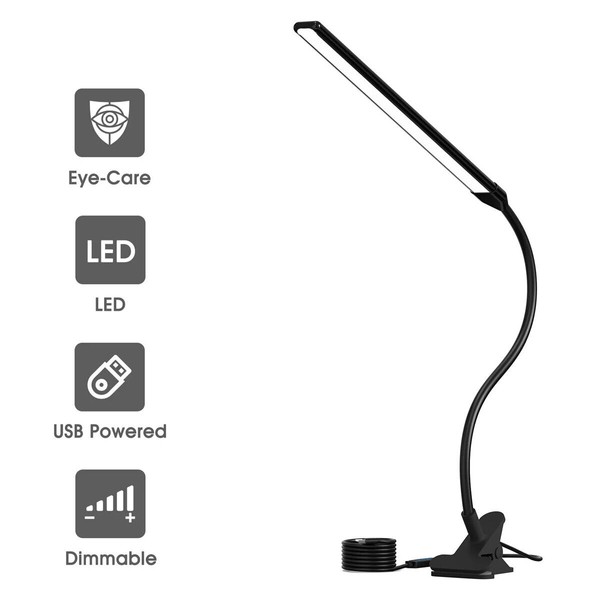 Universal 10W Dimmable Clip-On LED Desk Lamp Flexible Reading Light