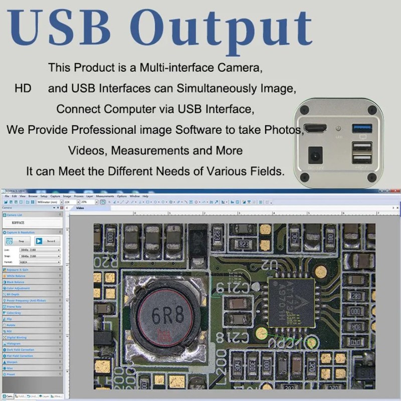 Industrial Microscope Camera 4K HD 8.3MP Digital High Definition Multimedia