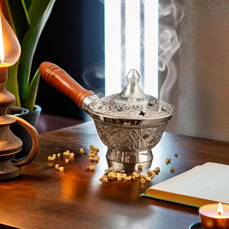 NKlaus Incense Pan with Wooden Handle for Frankincense Incense Mixture